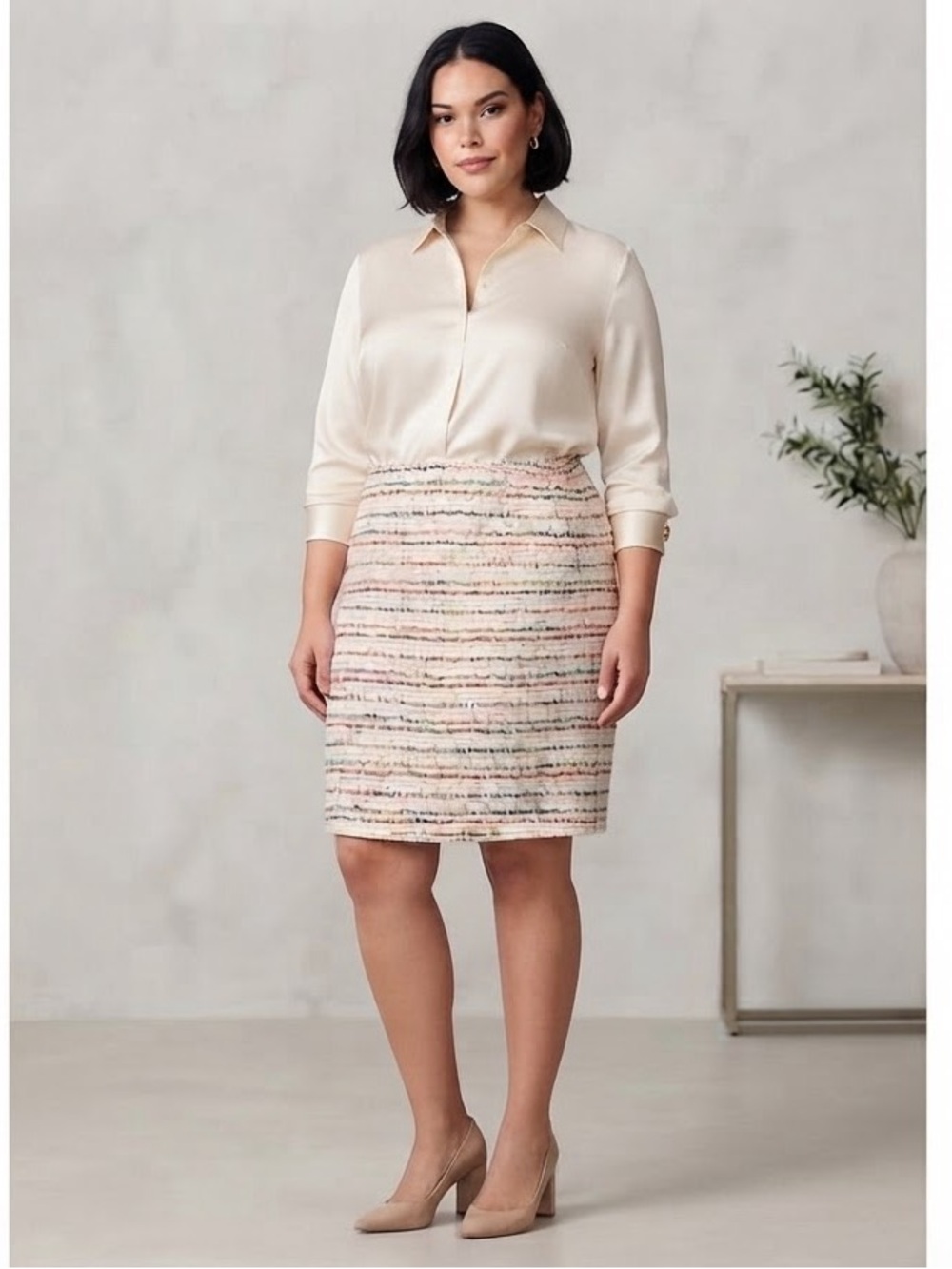 NWT J.Crew No. 2 Pencil Skirt Multicolor Confetti Tweed Rainbow Cream